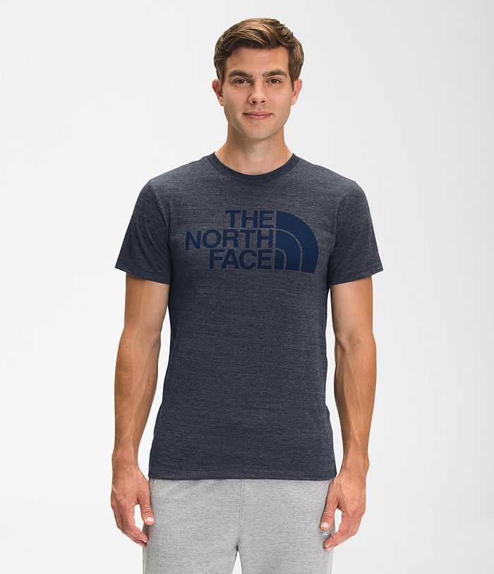 Camiseta The North Face Hombre Manga Corta Half Dome Tri-Blend Azul Marino - Peru 68374SWHA